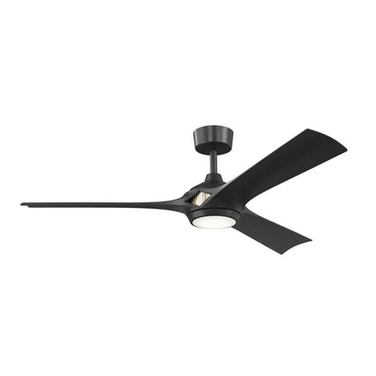 Kichler Veetra 56in 3-Blade Ceiling Fan | Modern Matte Black and Black Blades | Living Room & Bedroom | 14.5 in H | Model 300056-BK