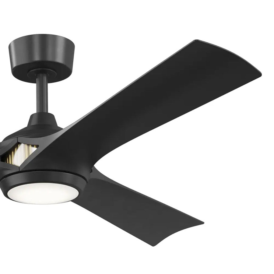 Kichler Veetra 56in 3-Blade Ceiling Fan | Modern Matte Black and Black Blades | Living Room & Bedroom | 14.5 in H | Model 300056-BK
