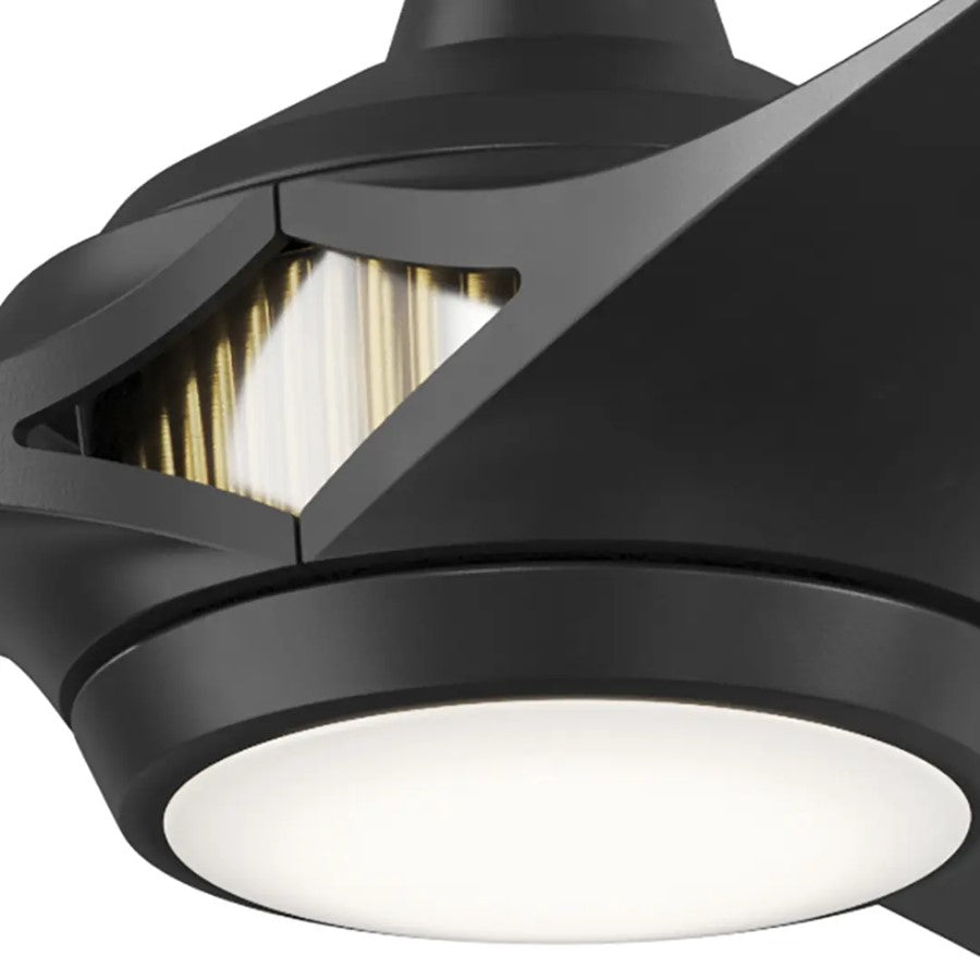 Kichler Veetra 56in 3-Blade Ceiling Fan | Modern Matte Black and Black Blades | Living Room & Bedroom | 14.5 in H | Model 300056-BK