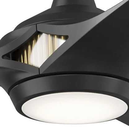 Kichler Veetra 56in 3-Blade Ceiling Fan | Modern Matte Black and Black Blades | Living Room & Bedroom | 14.5 in H | Model 300056-BK