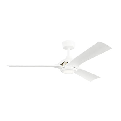 Kichler Veetra 56in 3-Blade Ceiling Fan | Modern Matte White and White Blades | Living Room & Bedroom | 14.5 in H | Model 300056-MWH