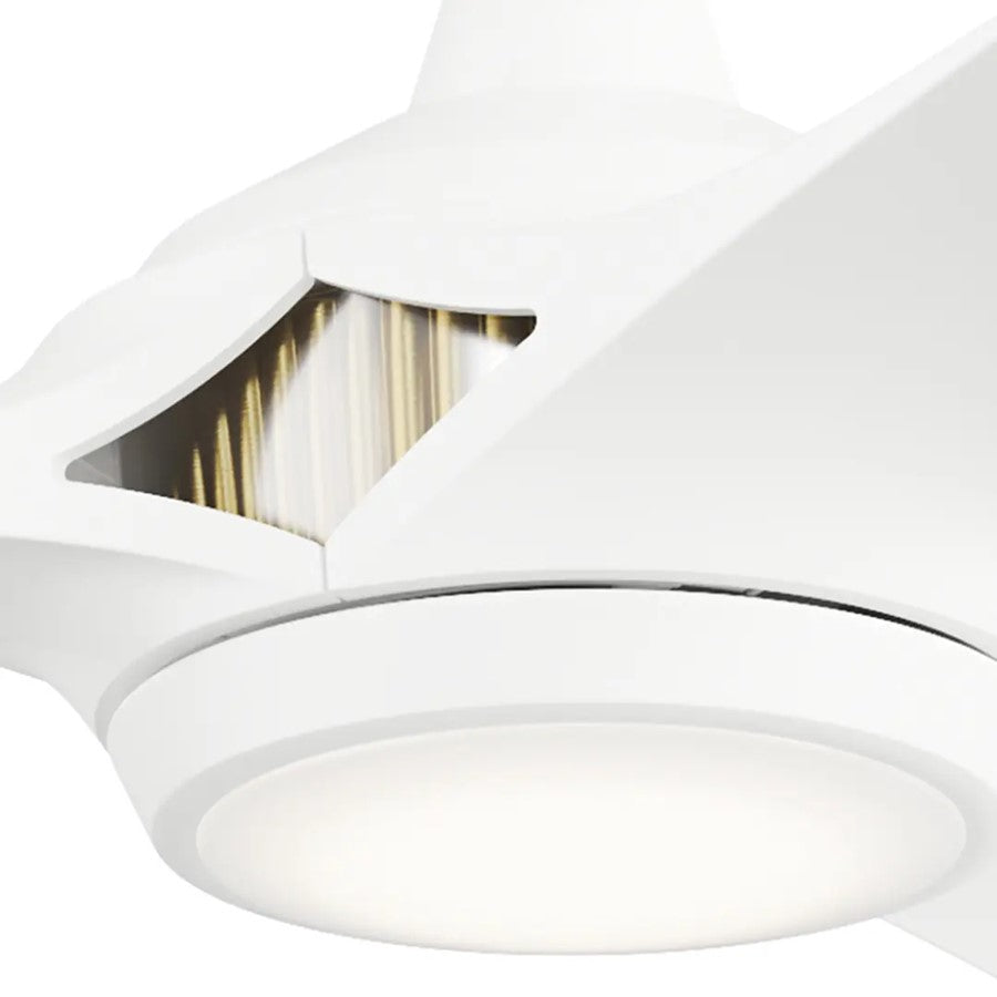 Kichler Veetra 56in 3-Blade Ceiling Fan | Modern Matte White and White Blades | Living Room & Bedroom | 14.5 in H | Model 300056-MWH
