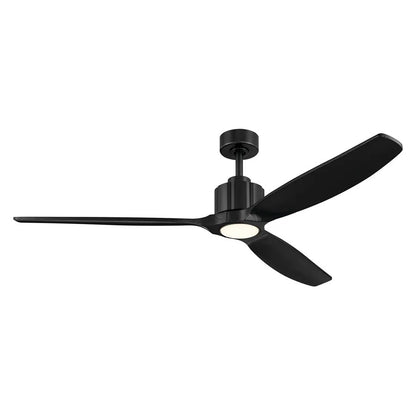 Kichler Calyx 60in 3-Blade Ceiling Fan | Modern Matte Black & Solid Wood Blades | Living Room & Bedroom | 14.25in H | Model 300360-BK