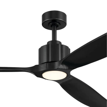 Kichler Calyx 60in 3-Blade Ceiling Fan | Modern Matte Black & Solid Wood Blades | Living Room & Bedroom | 14.25in H | Model 300360-BK