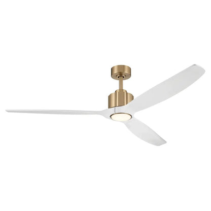 Kichler Calyx 60in 3-Blade Ceiling Fan | Modern Champagne Bronze and Matte White Wood Blades | Living Room & Bedroom | 14 in H | Model 300360-CPZ