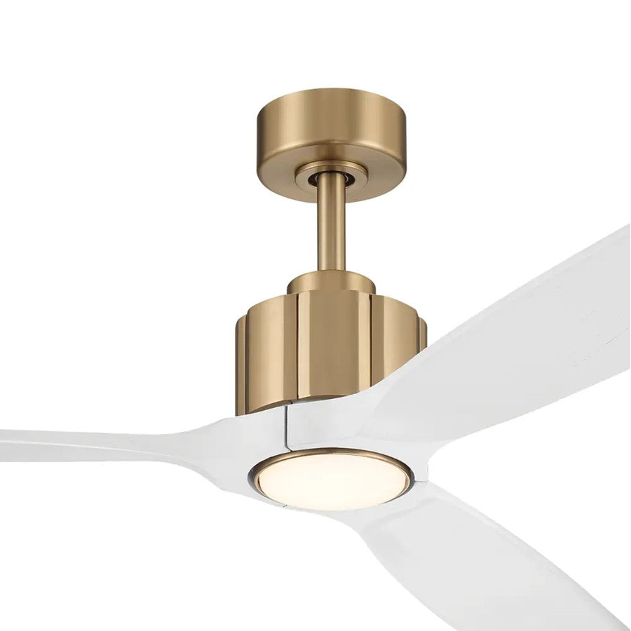 Kichler Calyx 60in 3-Blade Ceiling Fan | Modern Champagne Bronze and Matte White Wood Blades | Living Room & Bedroom | 14 in H | Model 300360-CPZ