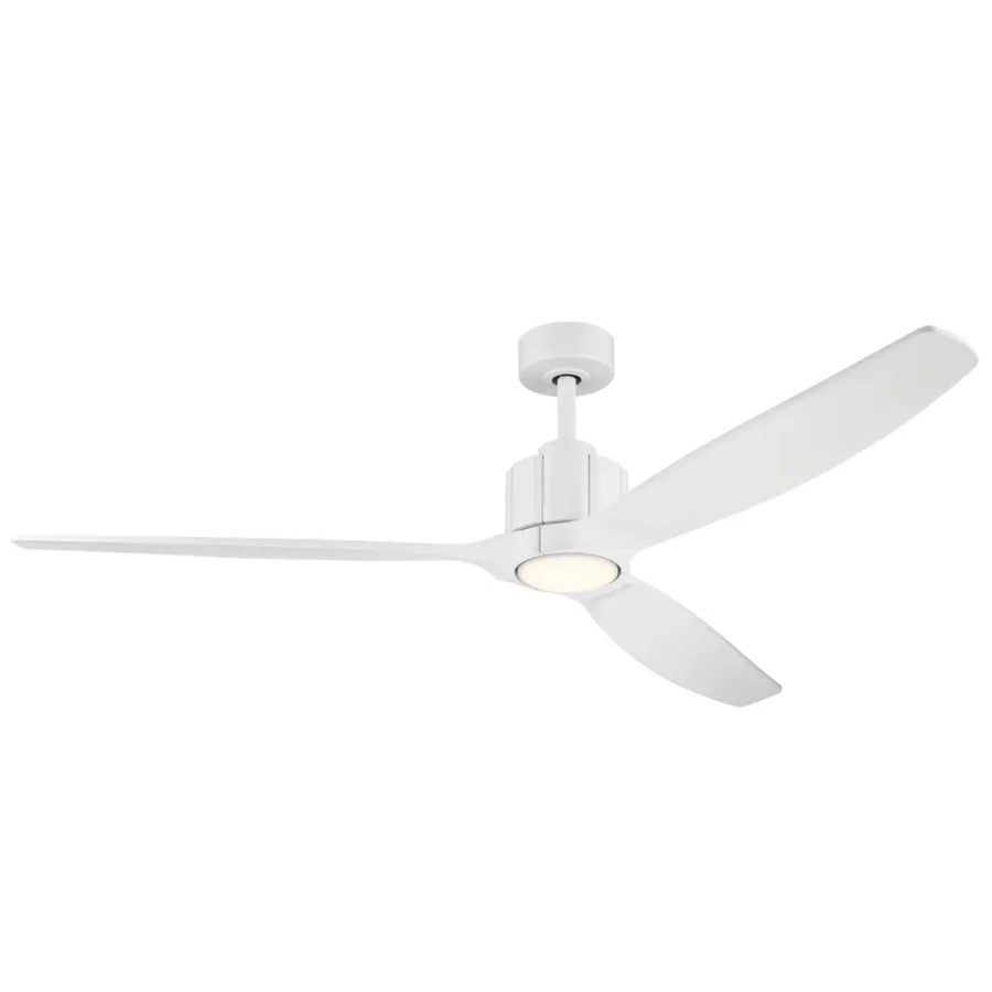 Kichler Calyx 60in 3-Blade Ceiling Fan | Modern Matte White and Solid Wood Blades | Living Room & Bedroom | 14.25 in H | Model 300360-MWH