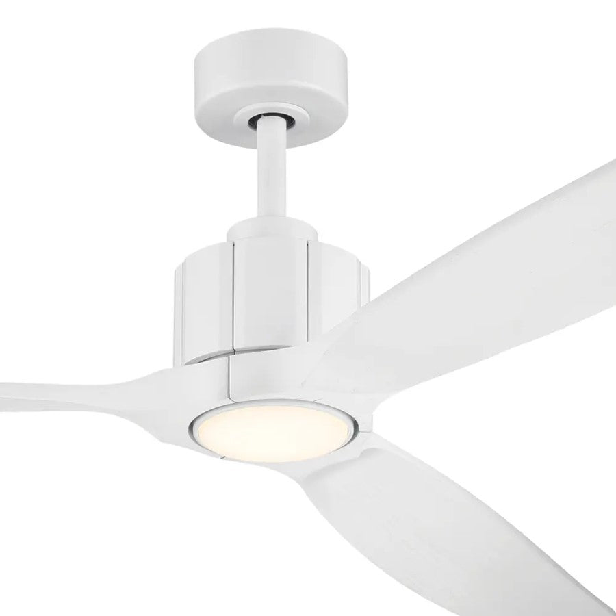 Kichler Calyx 60in 3-Blade Ceiling Fan | Modern Matte White and Solid Wood Blades | Living Room & Bedroom | 14.25 in H | Model 300360-MWH