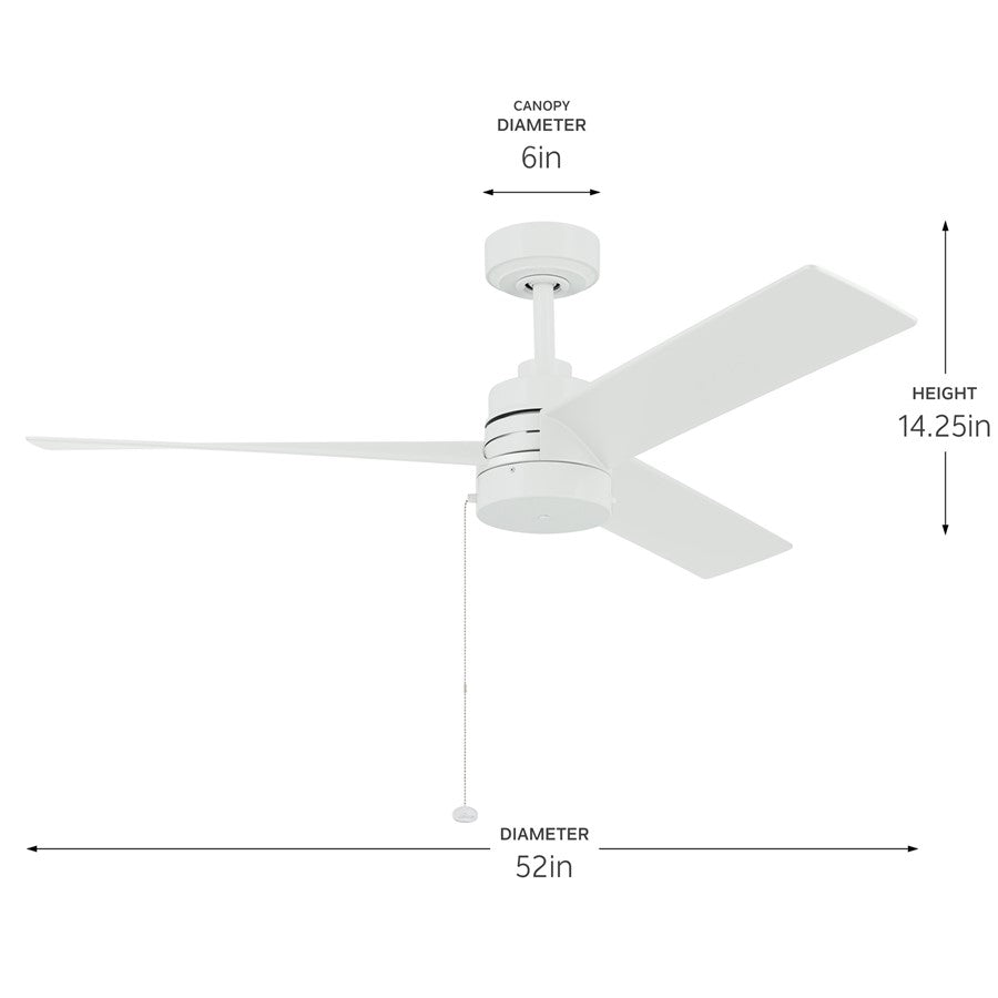 Kichler Spyn Lite 52" Ceiling Fan, Matte White/Matte White