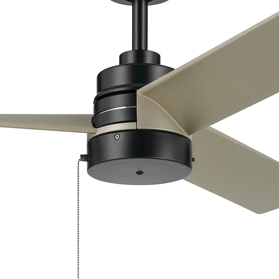 Kichler Spyn Lite 52in Ceiling Fan | Transitional Satin Black Steel and ABS Blades | Bedroom & Living Room 100-150 sq ft | 52in Span | Model 300375SBK