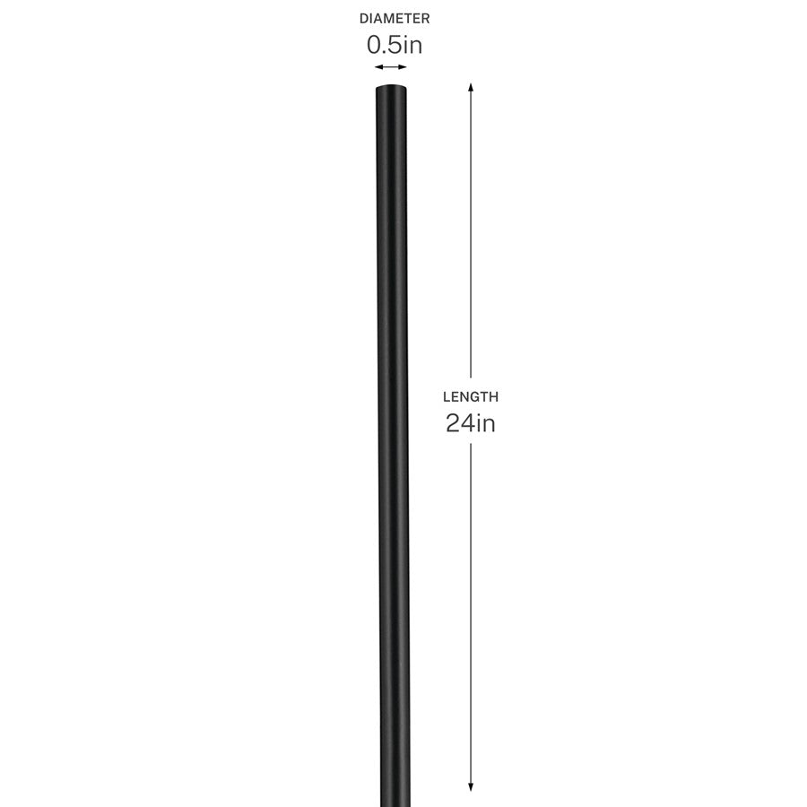Kichler Accessory 24in Stem | Black Steel Ceiling Fan Downrod | Extend Fixture Height | 24 in L | Model 3038BK