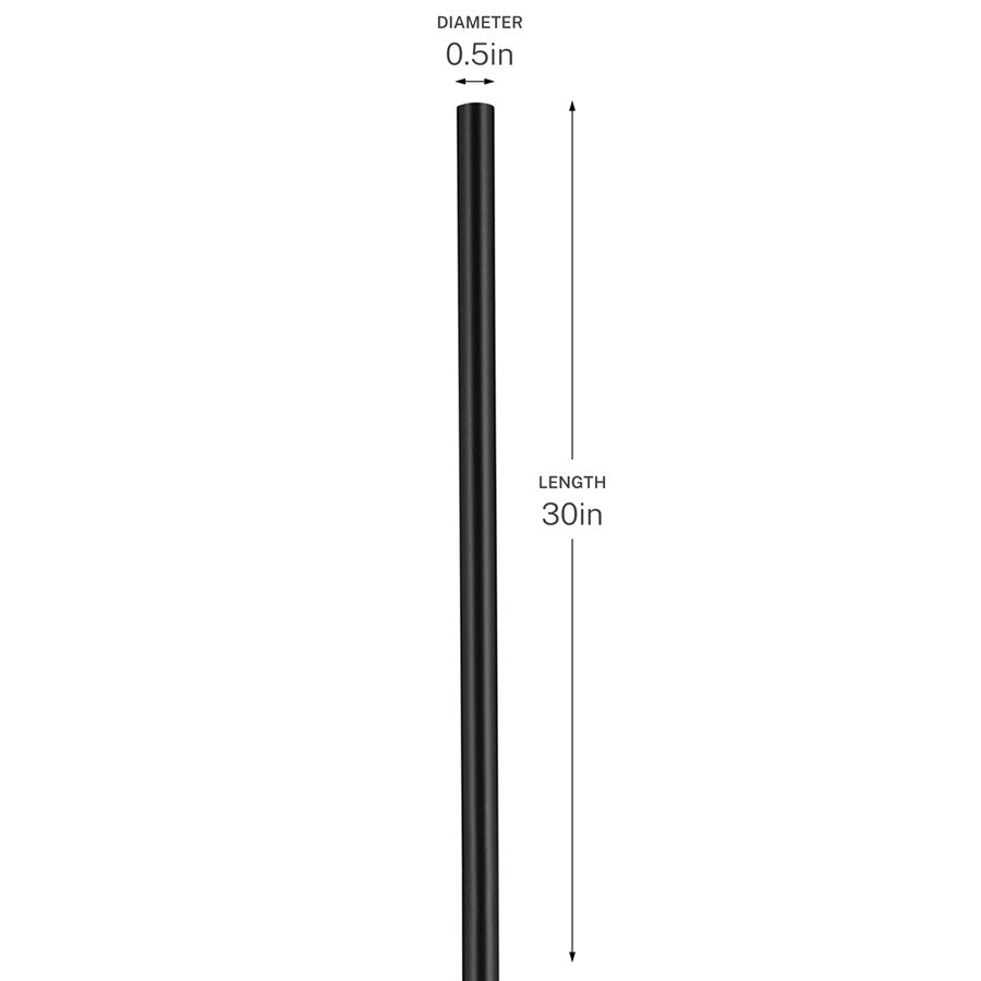 Kichler 30in Accessory Stem | Black Steel Ceiling Fan Extension | Extend Fixture Height | 30 in L | Model 3039BK