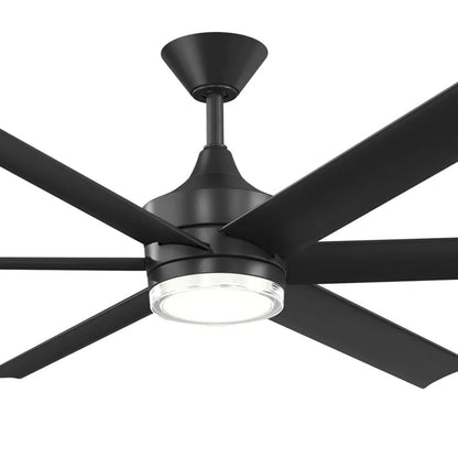 Kichler Solen 65in 6-Blade Ceiling Fan | Modern Matte Black | Covered Patio & Large Room | 16.5in H | Model 310065-BK