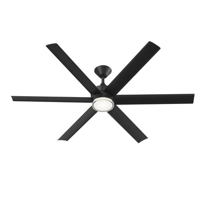 Kichler Solen 65in 6-Blade Ceiling Fan | Modern Matte Black | Covered Patio & Large Room | 16.5in H | Model 310065-BK