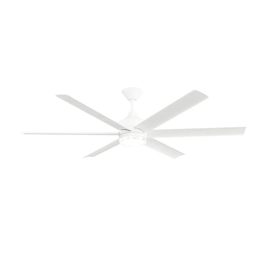Kichler Solen 65in 6-Blade Ceiling Fan | Modern Matte White Steel with Integrated LED | Wet-Rated for Covered Patios & Outdoor | Model 310065-MWH