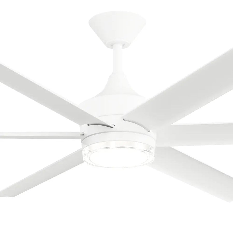 Kichler Solen 65in 6-Blade Ceiling Fan | Modern Matte White Steel with Integrated LED | Wet-Rated for Covered Patios & Outdoor | Model 310065-MWH