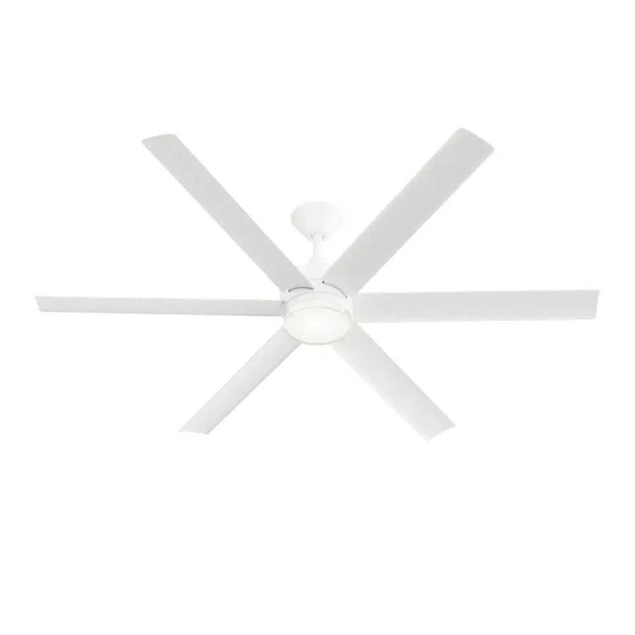 Kichler Solen 65in 6-Blade Ceiling Fan | Modern Matte White Steel with Integrated LED | Wet-Rated for Covered Patios & Outdoor | Model 310065-MWH