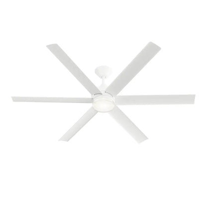 Kichler Solen 65in 6-Blade Ceiling Fan | Modern Matte White Steel with Integrated LED | Wet-Rated for Covered Patios & Outdoor | Model 310065-MWH