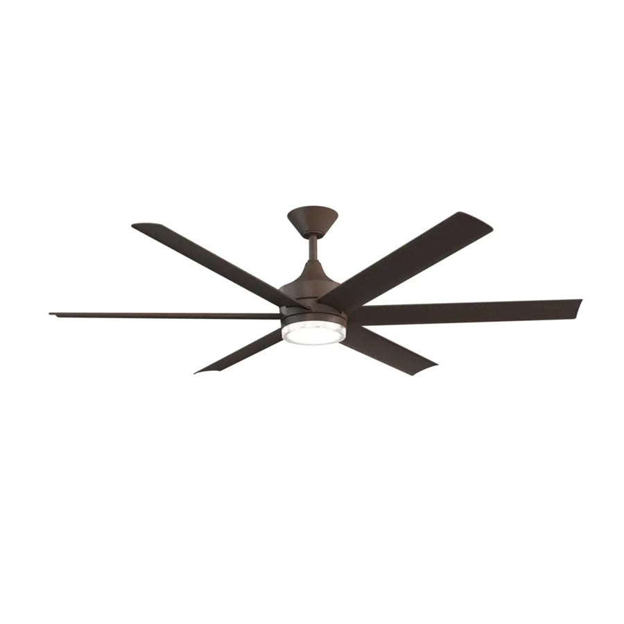 Kichler Solen 65in 6-Blade Ceiling Fan | Modern Satin Natural Bronze Steel | Covered Patio & Large Living Room | 16.5in H, 65in | Model 310065-SNB