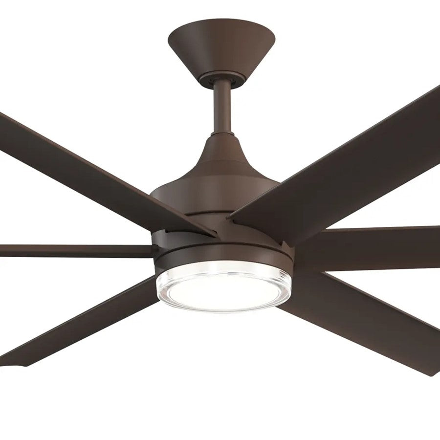 Kichler Solen 65in 6-Blade Ceiling Fan | Modern Satin Natural Bronze Steel | Covered Patio & Large Living Room | 16.5in H, 65in | Model 310065-SNB