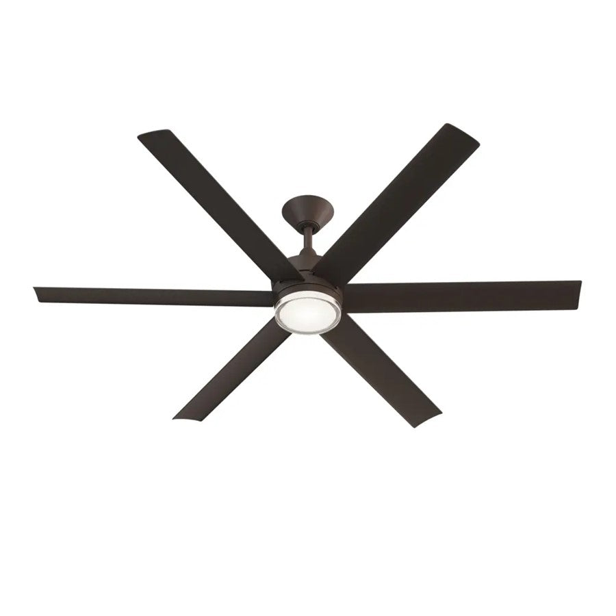 Kichler Solen 65in 6-Blade Ceiling Fan | Modern Satin Natural Bronze Steel | Covered Patio & Large Living Room | 16.5in H, 65in | Model 310065-SNB