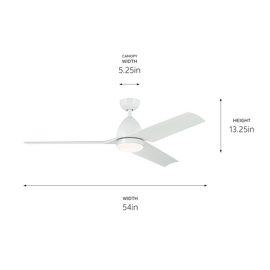 Kichler 54" Fit Ceiling Fan, White/White