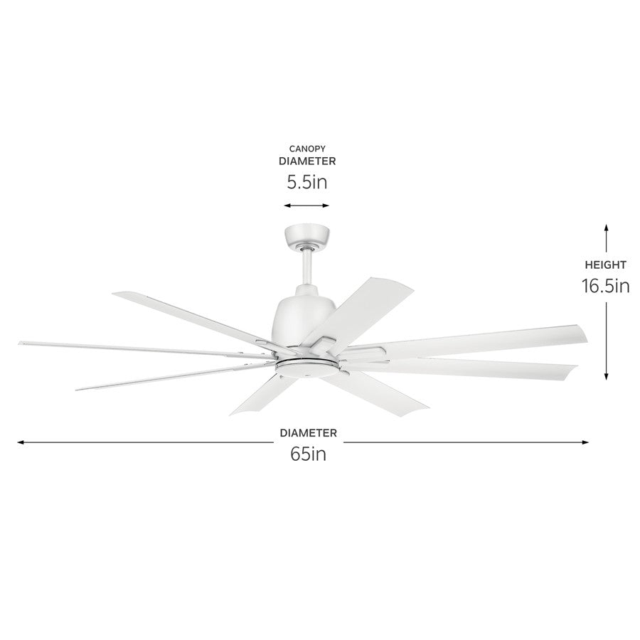 Kichler Breda 65" Ceiling Fan, Matte White/Matte White