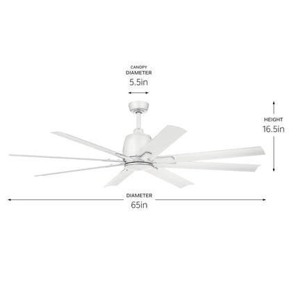 Kichler Breda 65" Ceiling Fan, Matte White/Matte White