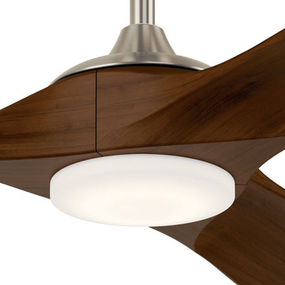Kichler Mylo 1Lt 52" Ceiling Fan, Nickel/Natural Walnut/Etched