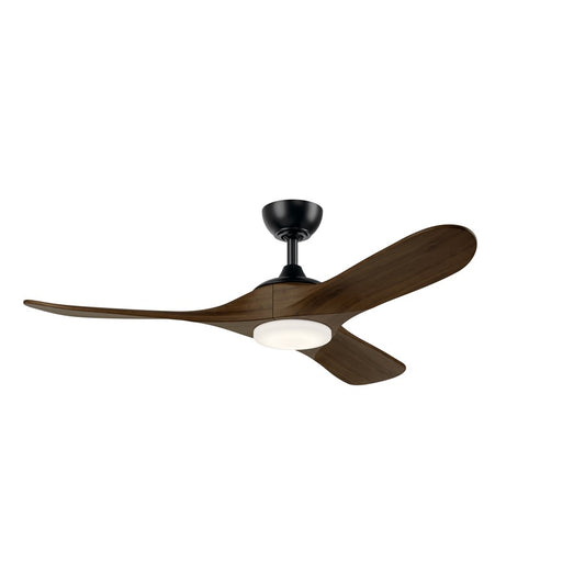 Kichler Mylo 1Lt 52" Ceiling Fan, Black/Aged Walnut/Etched - 310552SBK