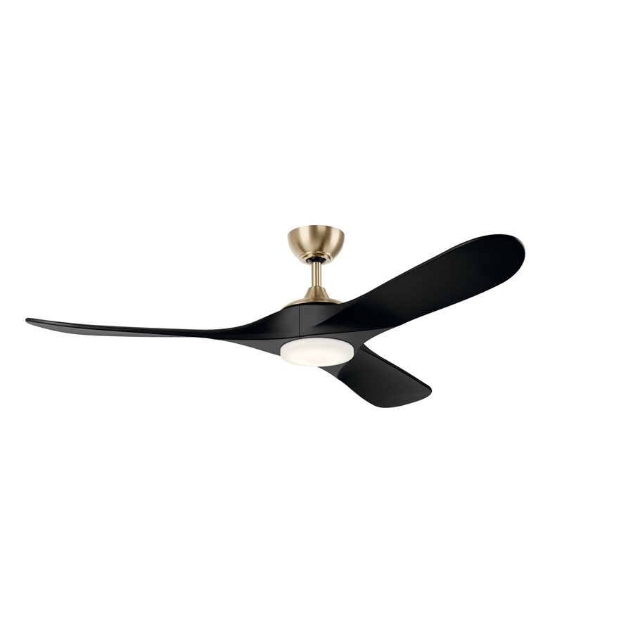Kichler Mylo 1Lt 60" Ceiling Fan, Champagne Bronze/Jet Black/Etched - 310560CPZ