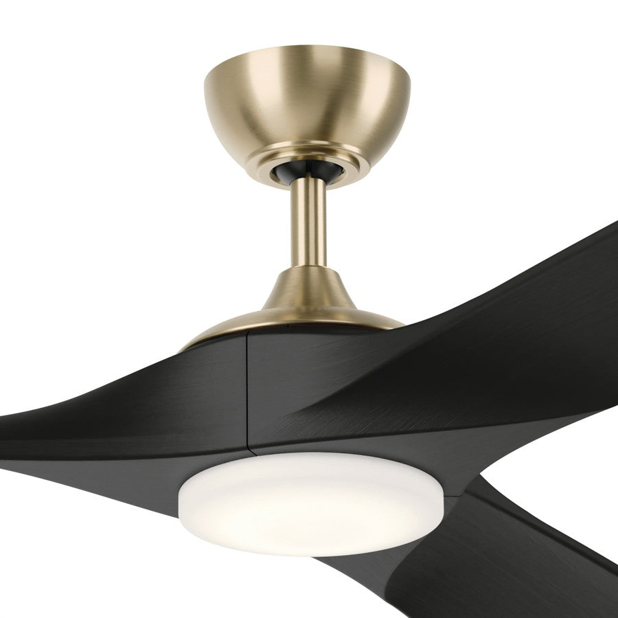 Kichler Mylo 1Lt 60" Ceiling Fan, Champagne Bronze/Jet Black/Etched