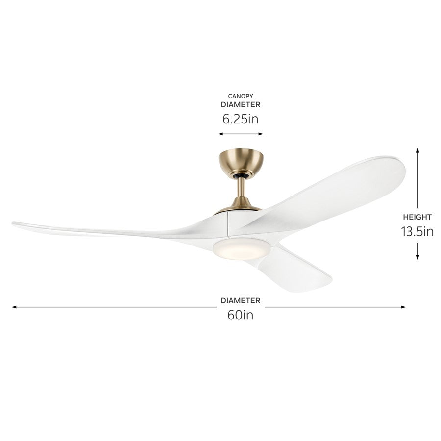 Kichler Mylo 60" Ceiling Fan, Champagne Bronze/Matte White