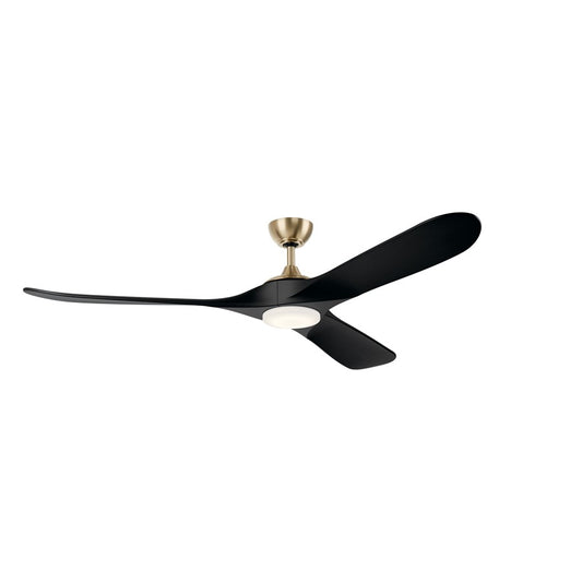 Kichler Mylo 1Lt 70" Ceiling Fan, Champagne Bronze/Jet Black/Etched - 310570CPZ