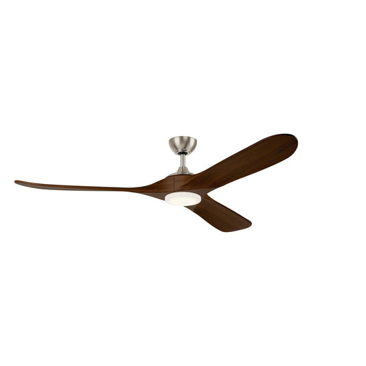 Kichler Mylo 1Lt 70" Ceiling Fan, Nickel/Natural Walnut/Etched - 310570NI