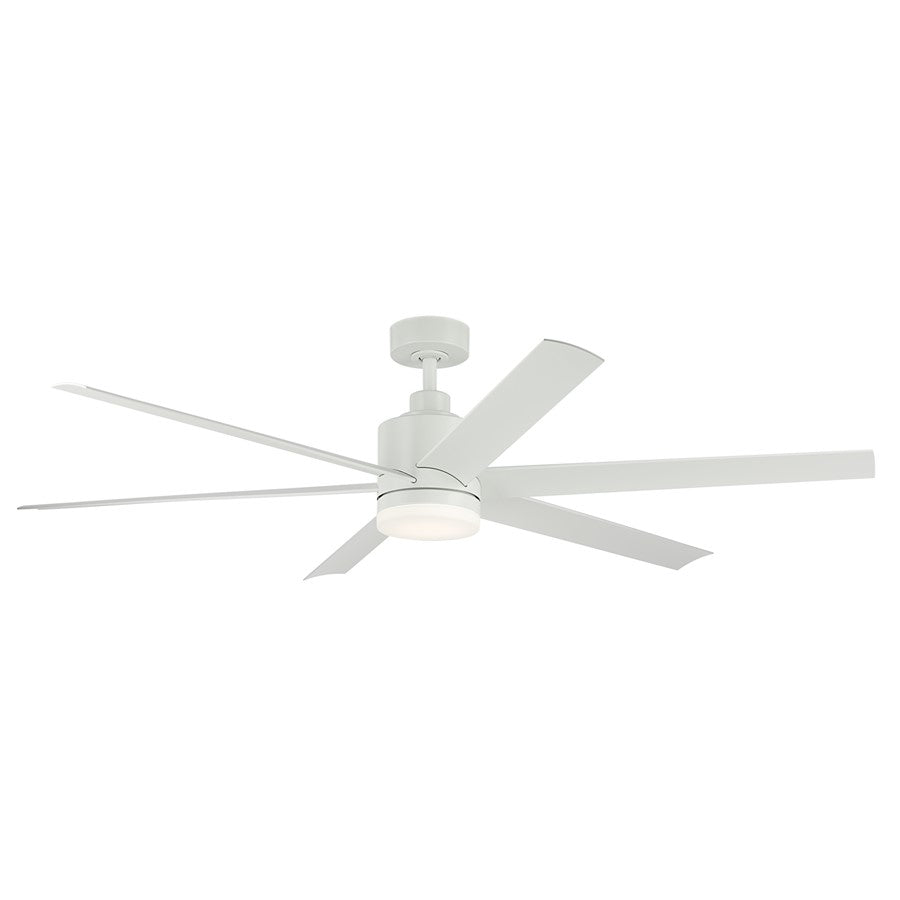 Kichler Loa 1Lt 65" Ceiling Fan, Matte White/White/Satin Etched - 310765MWH