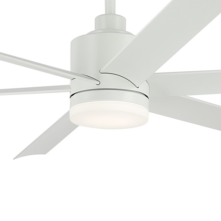 Kichler Loa 1Lt 65" Ceiling Fan, Matte White/White/Satin Etched