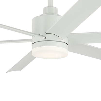 Kichler Loa 1Lt 65" Ceiling Fan, Matte White/White/Satin Etched