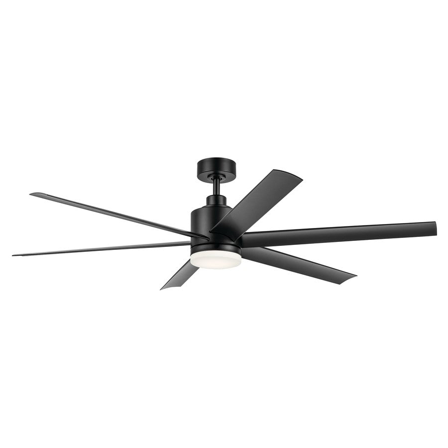 Kichler Loa 1Lt 65" Ceiling Fan, Satin Black/Black/Satin Etched - 310765SBK