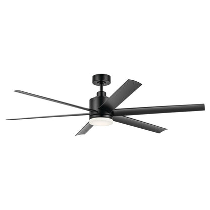 Kichler Loa 1Lt 65" Ceiling Fan, Satin Black/Black/Satin Etched - 310765SBK