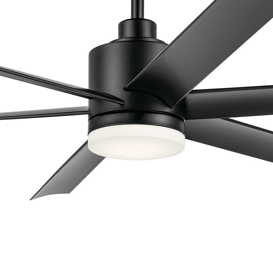 Kichler Loa 1Lt 65" Ceiling Fan, Satin Black/Black/Satin Etched