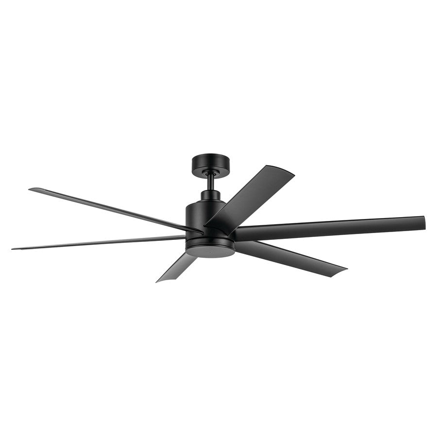 Kichler Loa 1Lt 65" Ceiling Fan, Satin Black/Black/Satin Etched