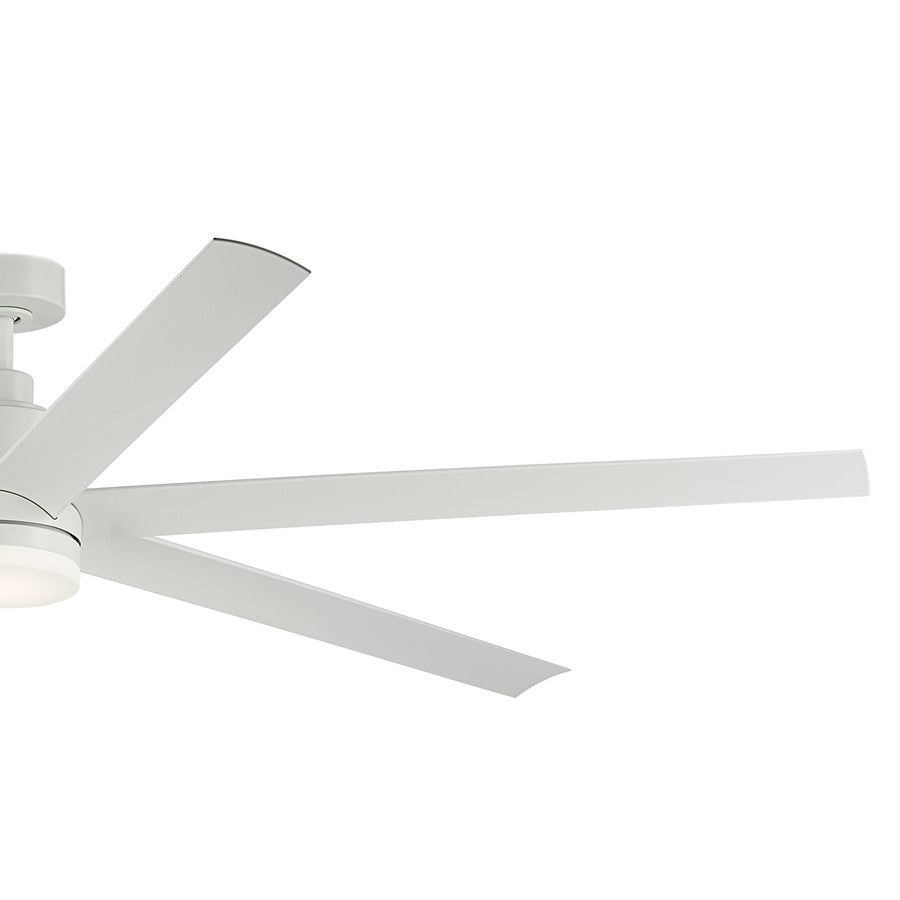 Kichler Loa 1Lt 80" Ceiling Fan, Matte White/White/Satin Etched