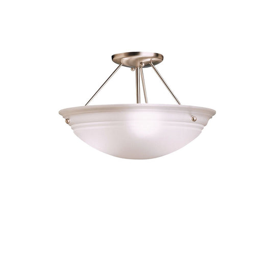 Kichler Cove Molding Top Glass 15in 3-Light Semi Flush Mount | Transitional Brushed Nickel and Satin Etched Glass | Hallway & Bedroom | Model 3122NI