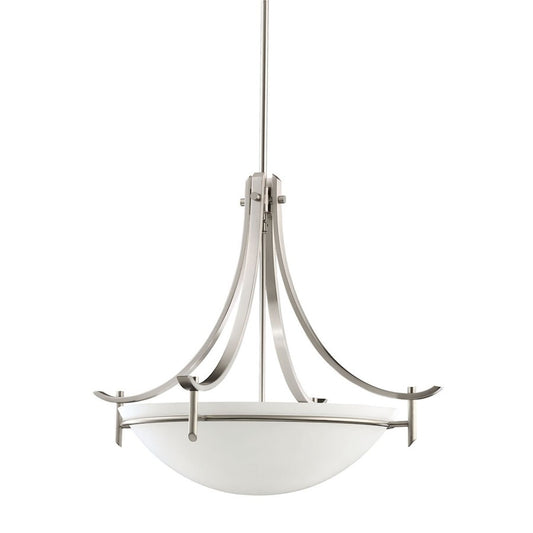 Kichler Olympia 24in 3-Light Pendant | Contemporary Antique Pewter and Satin Etched White Glass | Kitchen Island & Dining Room | Model 3278AP