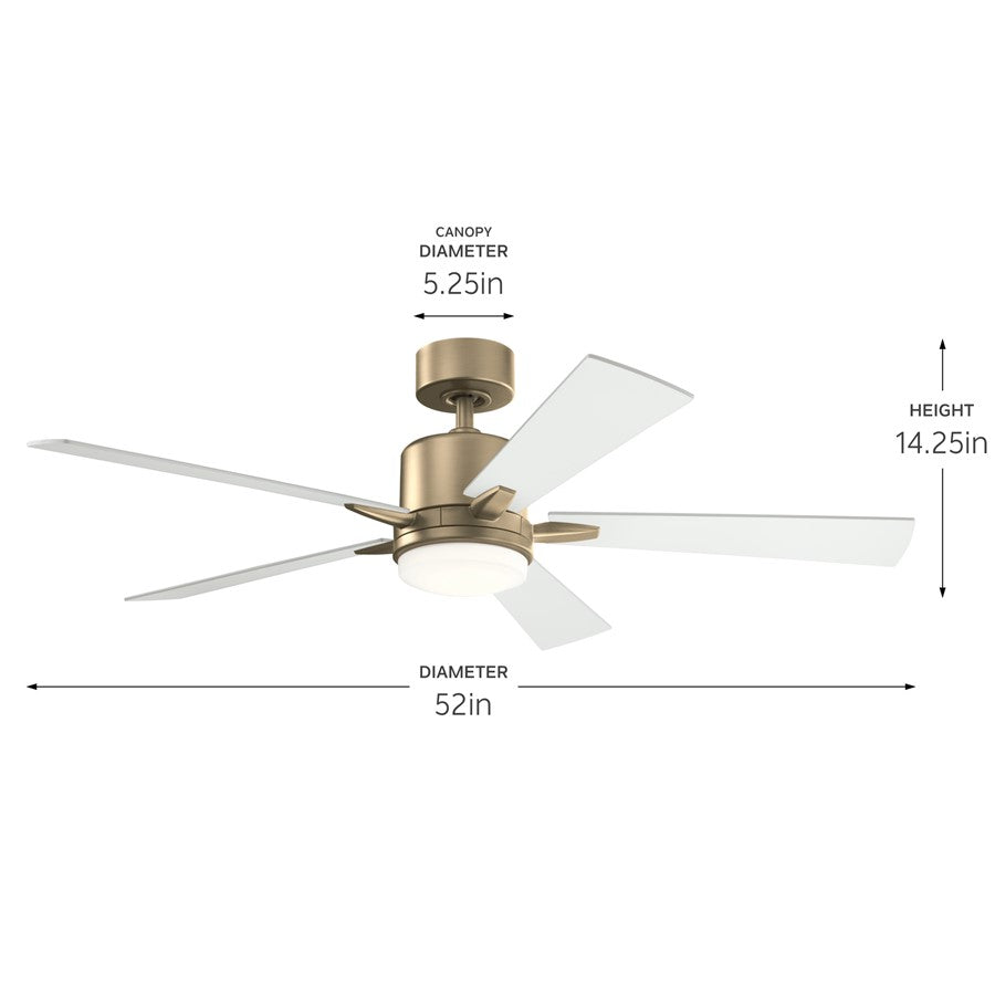 Kichler Lucian Elite 52" Ceiling Fan, Champagne Bronze/Matte White