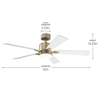 Kichler Lucian Elite 52" Ceiling Fan, Champagne Bronze/Matte White