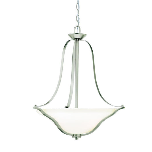 Kichler Langford 22in 3-Light Pendant | Transitional Brushed Nickel and Satin Etched White Glass | Kitchen Island & Dining Room | Model 3384NI