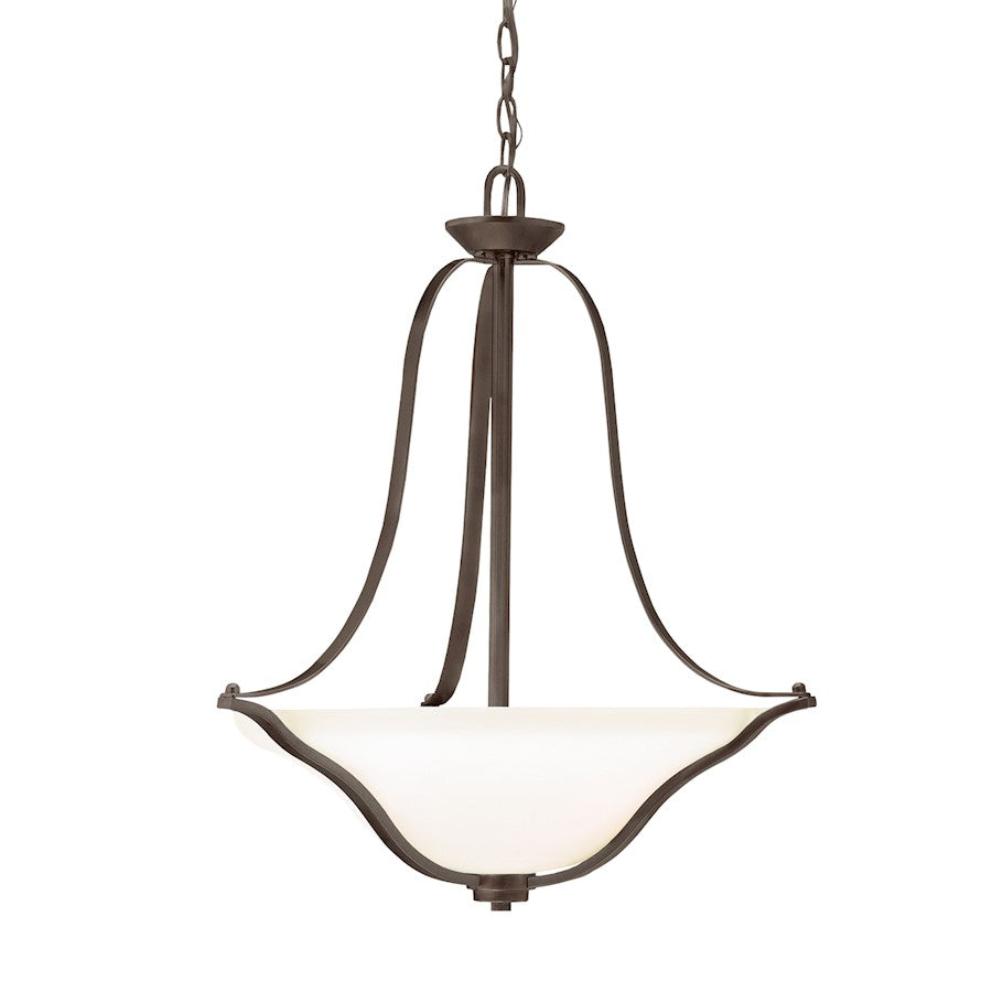Kichler Langford 22in 3-Light Pendant | Transitional Olde Bronze and Satin Etched White Glass | Kitchen Island & Dining Room | Model 3384OZ