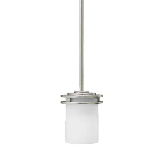 Kichler Hendrik 5.25in 1-Light Mini Pendant | Contemporary Brushed Nickel and Satin Etched Opal Glass | Kitchen Island & Dining Room | Model 3475NI
